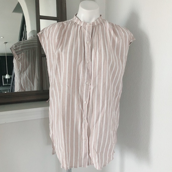 Lucky Brand Top Cotton Stripe Oversized Shirt Size L - Picture 9 of 9
